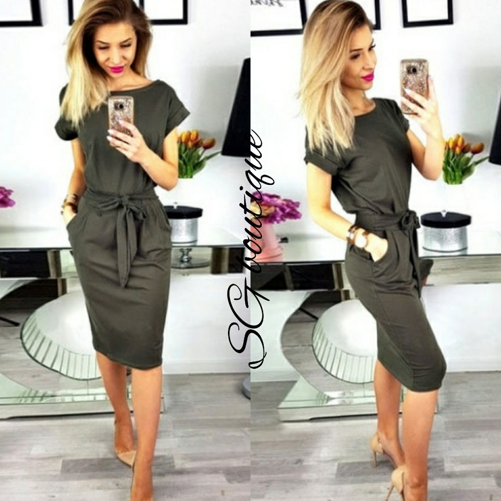 🆕⭐Dark grey tie waist dress